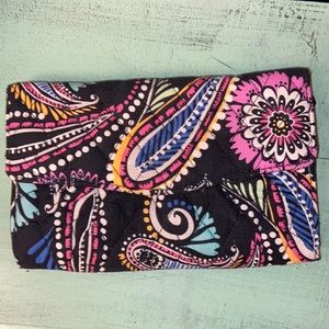 Vera Bradley Kiev Paisley Wristlet Wallet Clutch Black Purple Used Retired 2016